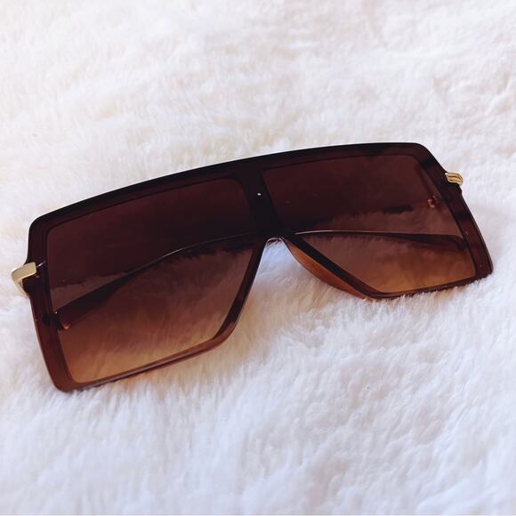 Ariel Brown Rectangle Full Frame Sunglasses - Picture 4 of 11